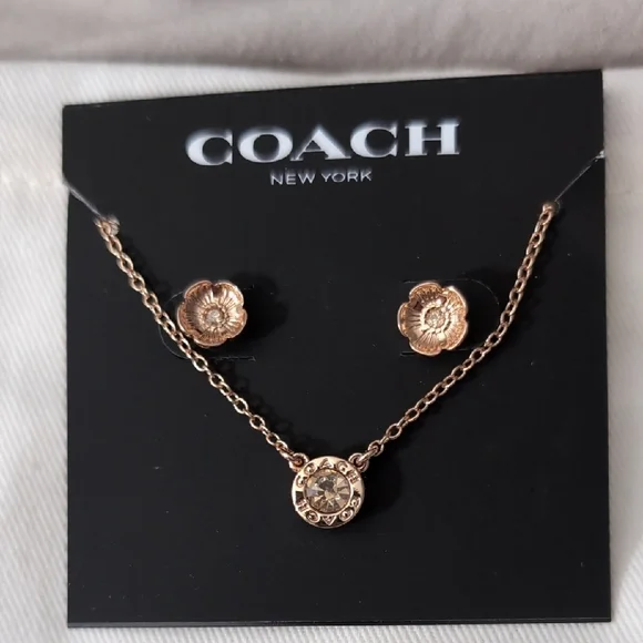 Coach Rose Gold Necklace and Earring Set - Picture 2 of 2